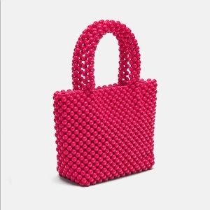 Zara beaded mini shopper in pink